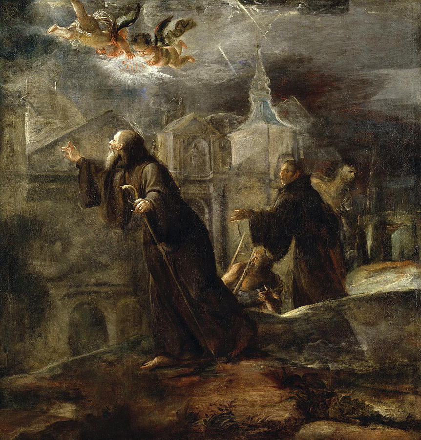 The Vision of St Francis of Paola Painting by Jose Jimenez Donoso