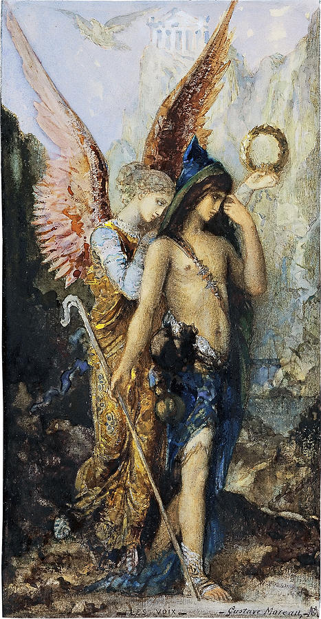 The Voices. Hesiod and the Muse Painting by Gustave Moreau