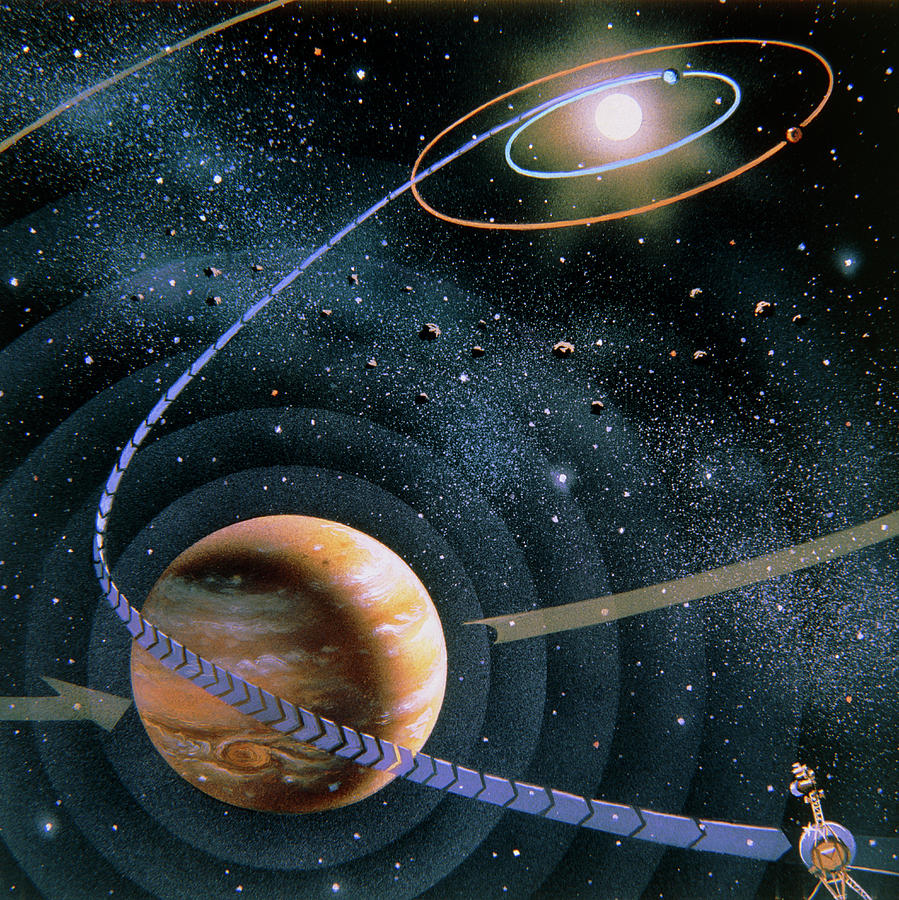 The Voyager 2 Flyby Around Jupiter Towards Saturn Photograph by David A. Hardy/science Photo Library