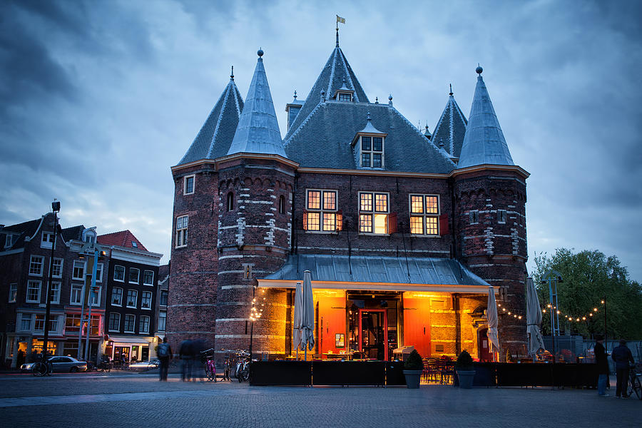The Waag on Nieuwmarkt Square at Dusk in Amsterdam Photograph by Artur Bogacki