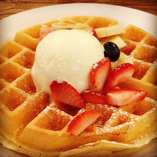 Fruit Photograph - The Waffle Is Really Nice & Goes Well by Ck Chai