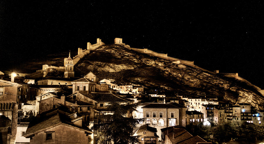 Albarracin Photograph - The walls of Albarracin in the summer night Spain by Weston Westmoreland