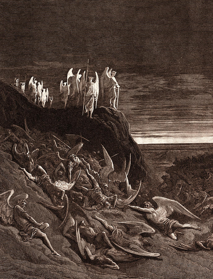 The War In Heaven, By Gustave DorÉ. Gustave Dore Drawing by Litz ...