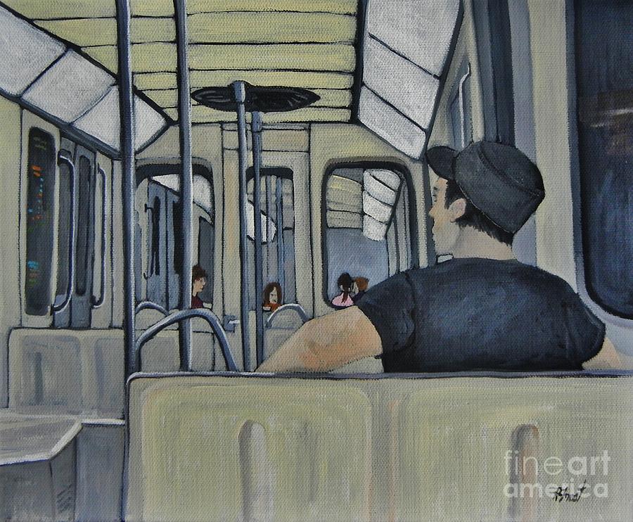 The Watcher on the Metro Painting by Reb Frost