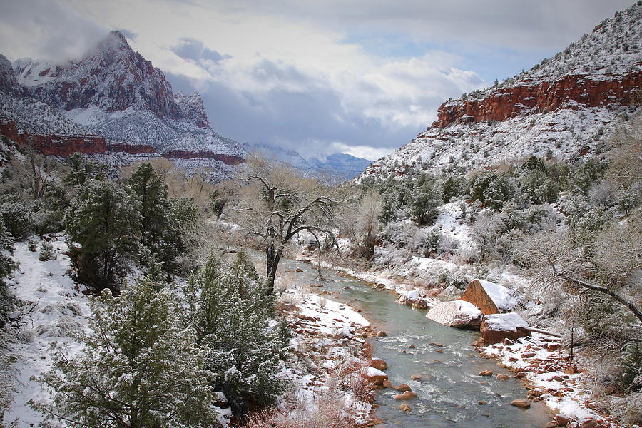 The Watchman after snowfall at Zion Photograph by Jetson Nguyen
