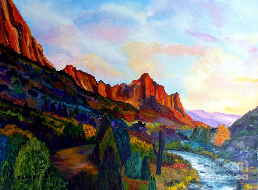 The Watchman Zion Park Utah Painting by Julie Brugh Riffey