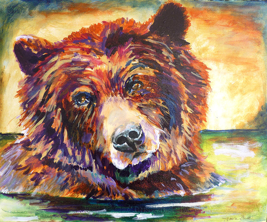 Bear Painting - The Water Bear by P Maure Bausch