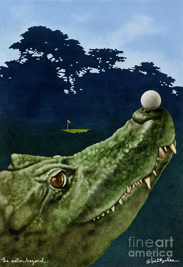 Golf Painting - The water hazard... by Will Bullas