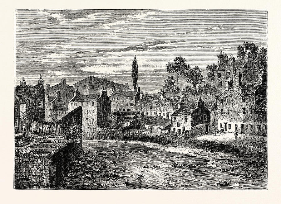 Vintage Drawing - The Water Of Leith Village by English School
