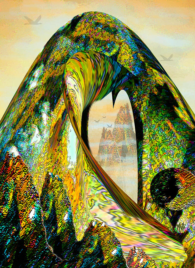 Mountain Mixed Media - The Wave and The Mountains by Michele Avanti