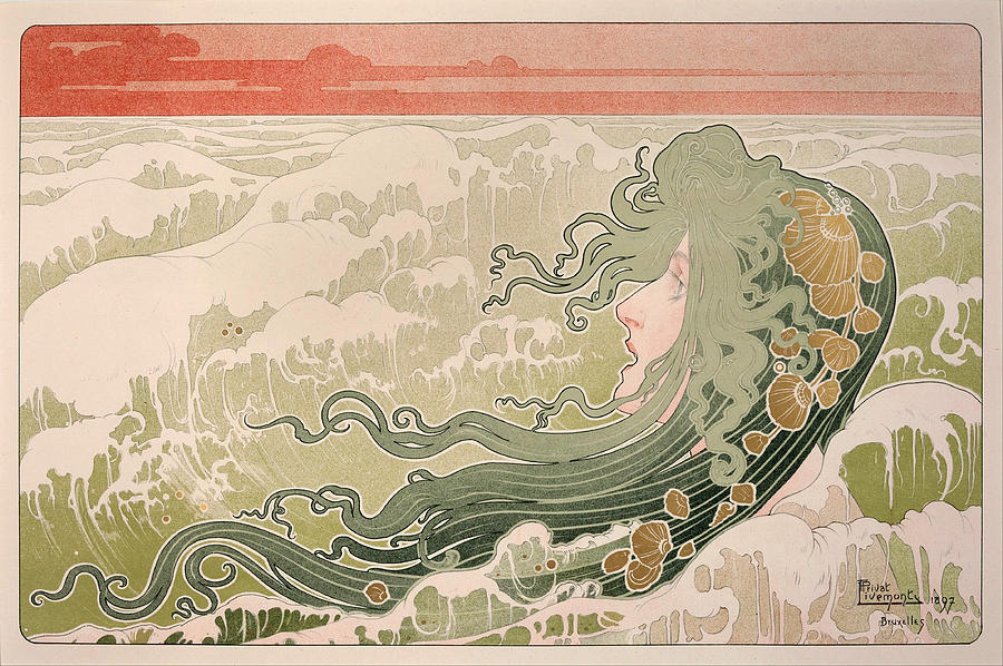 The Wave Painting by Henri Privat-Livemont