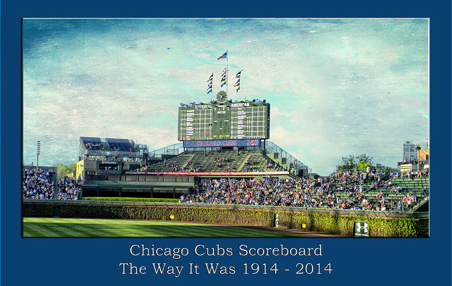 Ernie Banks Photograph - The Way It Was Chicago Cubs Scoreboard Textured by Thomas Woolworth