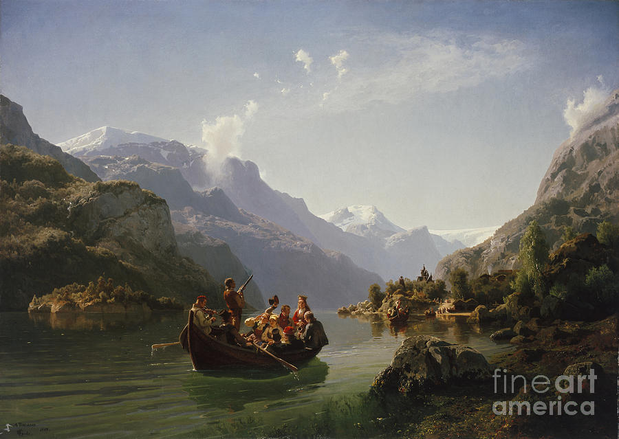The wedding procession in Hardanger Painting by Adolph Tidemand The wedding procession in Hardanger Painting by Adolph Tidemand