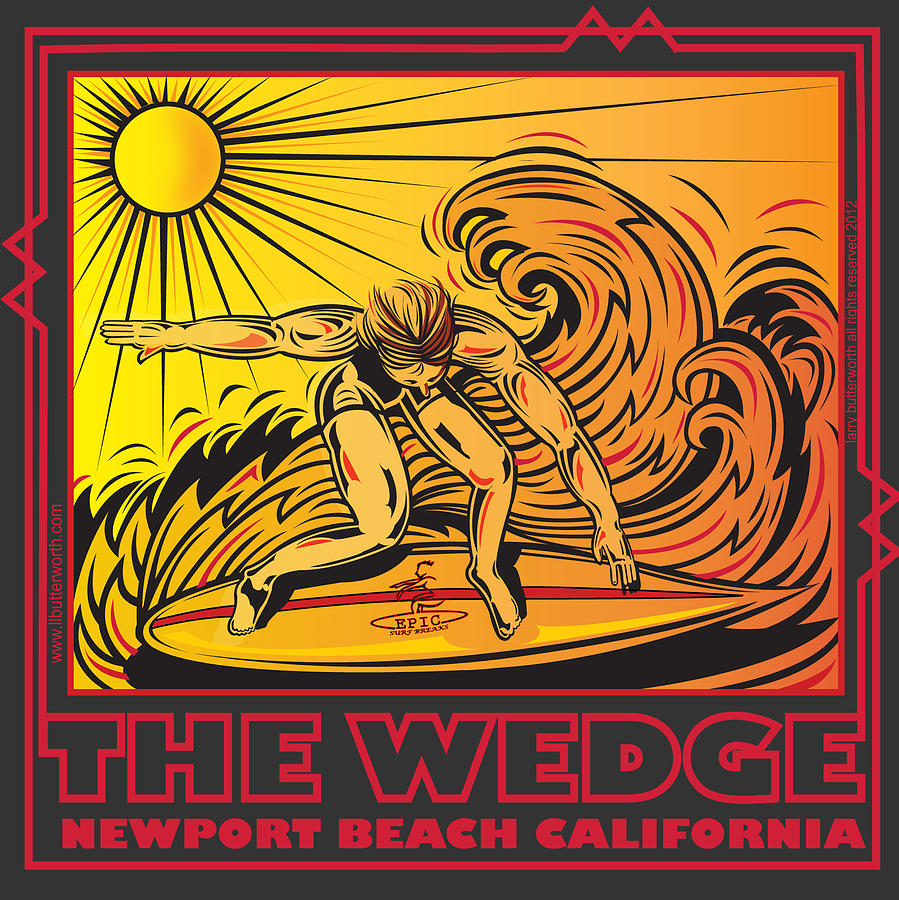 Surfing The Wedge Newport Beach California Digital Art by Larry Butterworth