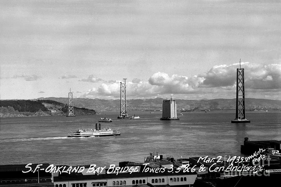 Anchorage Photograph - The Western span of the San Francisco - Oakland Bay Bridge Under Construction March 2 1935 by Monterey County Historical Society