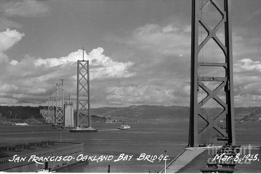Anchorage Photograph - The Western span of the San Francisco - Oakland Bay Bridge Under Construction March 8 1935 by Monterey County Historical Society