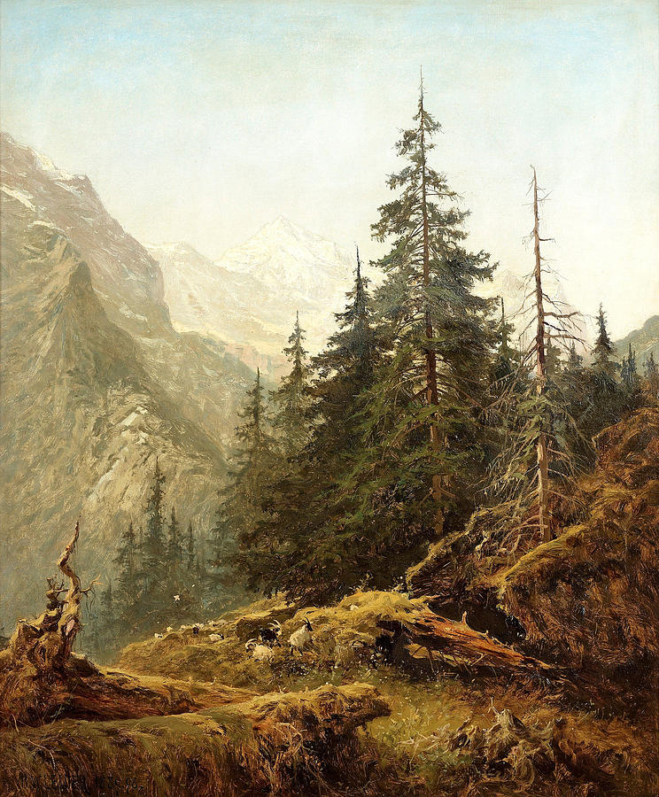 The Wetterhorn from above Rosenlaui Painting by Benjamin Williams Leader