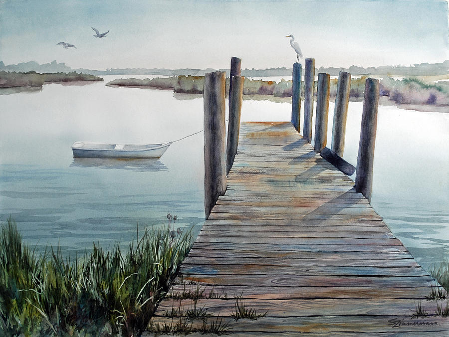 Bird Painting - The Wharf by Sue Zimmermann