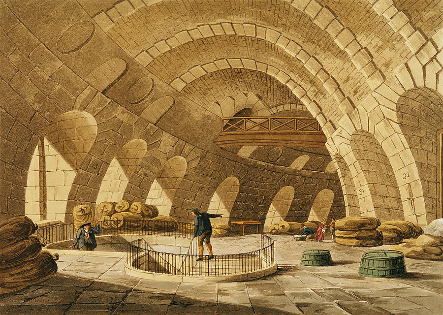 Depot Photograph - The Wheat Store, Rue De Viarmes, Engraved By I. Hill Coloured Engraving by John Claude Nattes