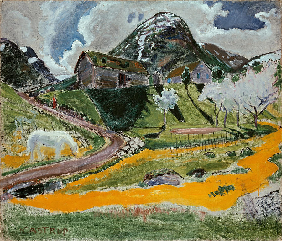 The white Horse in Spring  Painting by Nikolai Astrup