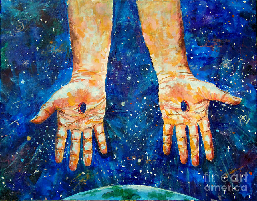 Jesus Christ Painting - The whole world in His hands by Lou Ann Bagnall
