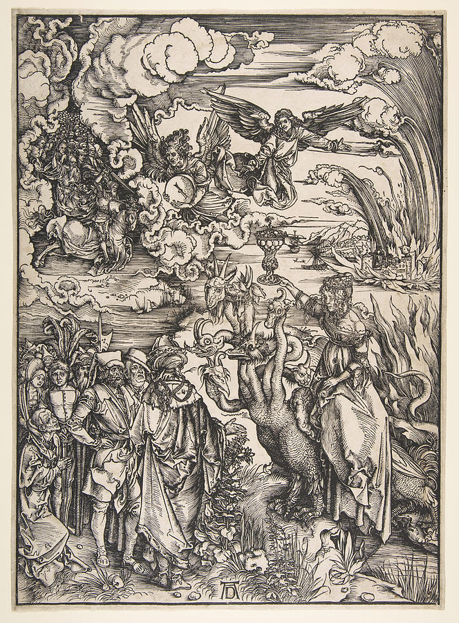 The Whore of Babylon from The Apocalypse Drawing by Albrecht Duerer