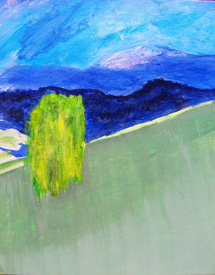 The Willow on the Hill #2 Painting by Lenore Senior
