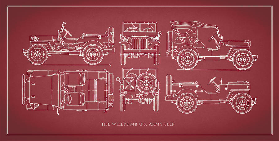 Car Photograph - The Willys Jeep - Red by Mark Rogan