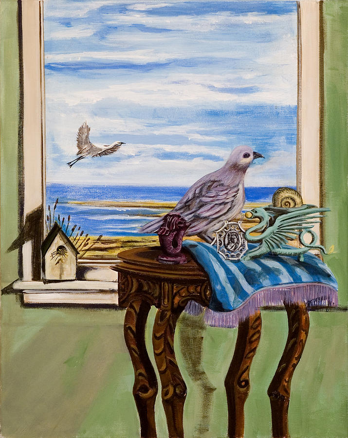 The window has a view Painting by Susan Culver