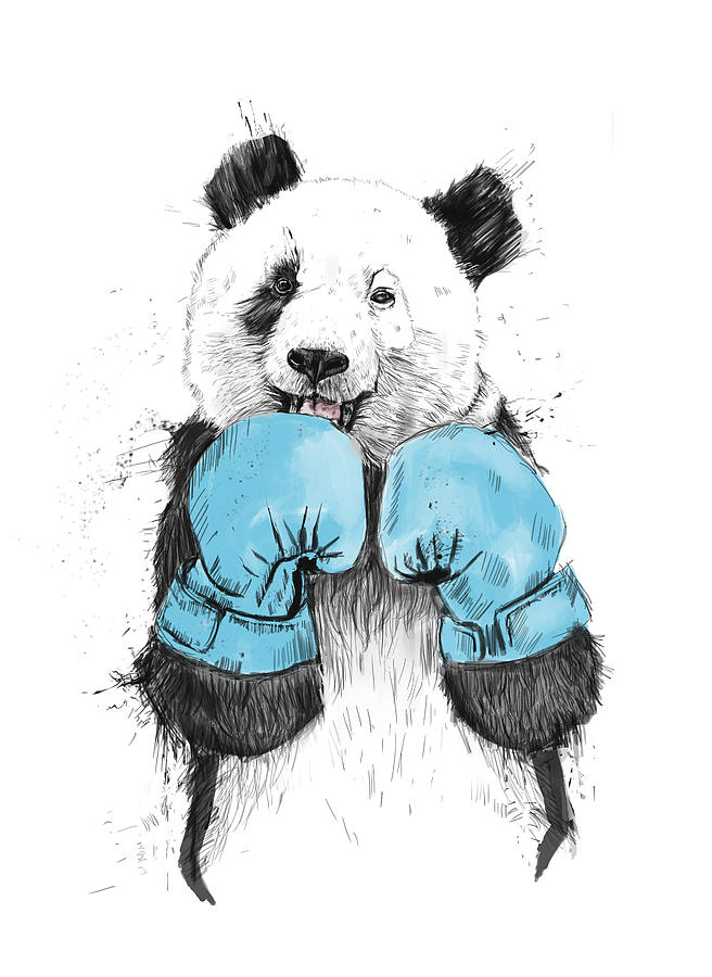 Panda Drawing - The Winner by Balazs Solti
