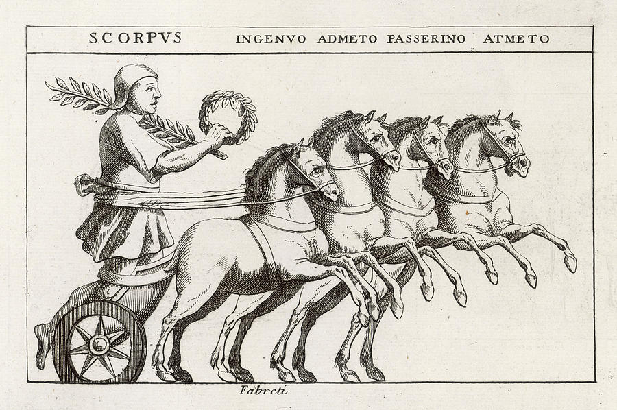 The Winner Of A Chariot Race Performs Drawing by Mary Evans Picture