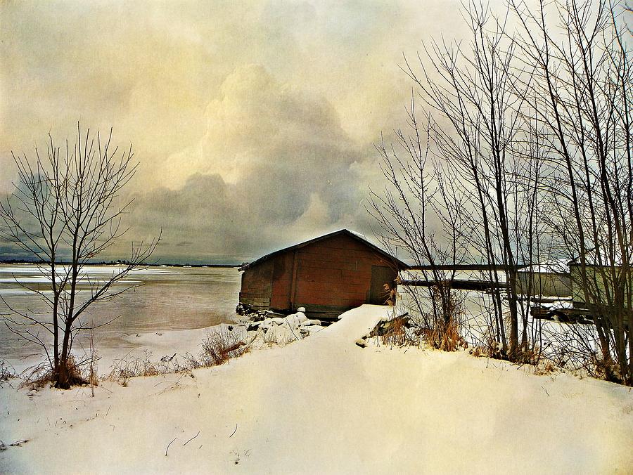 The Winter Boathouse Digital Art by Dianne  Lacourciere