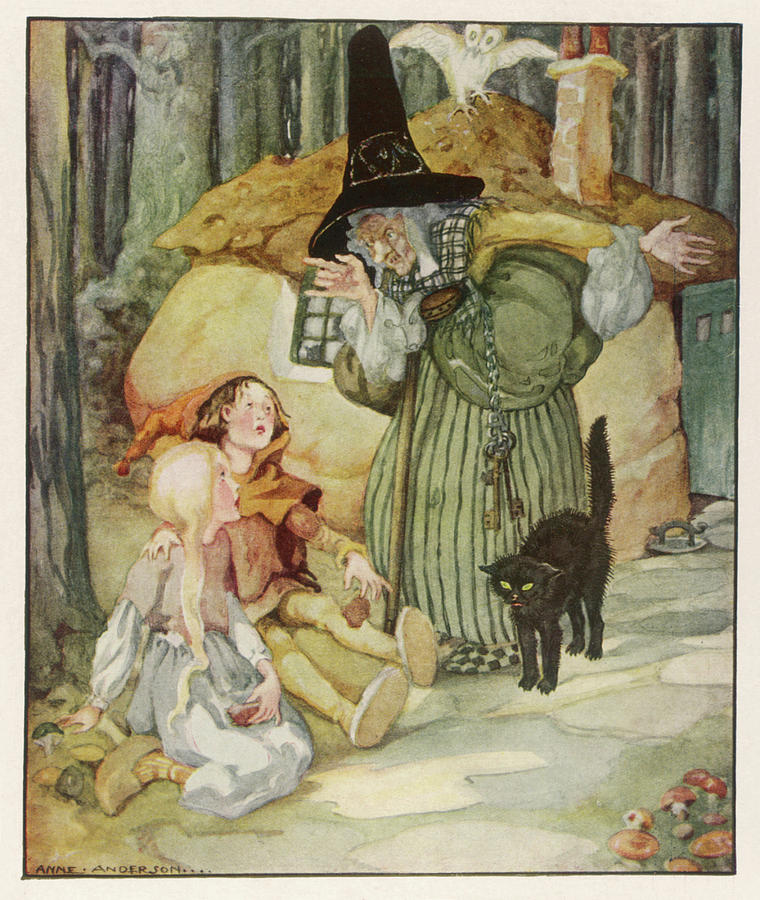 The Witch And Her Cat Find Hansel Drawing by Mary Evans Picture Library ...