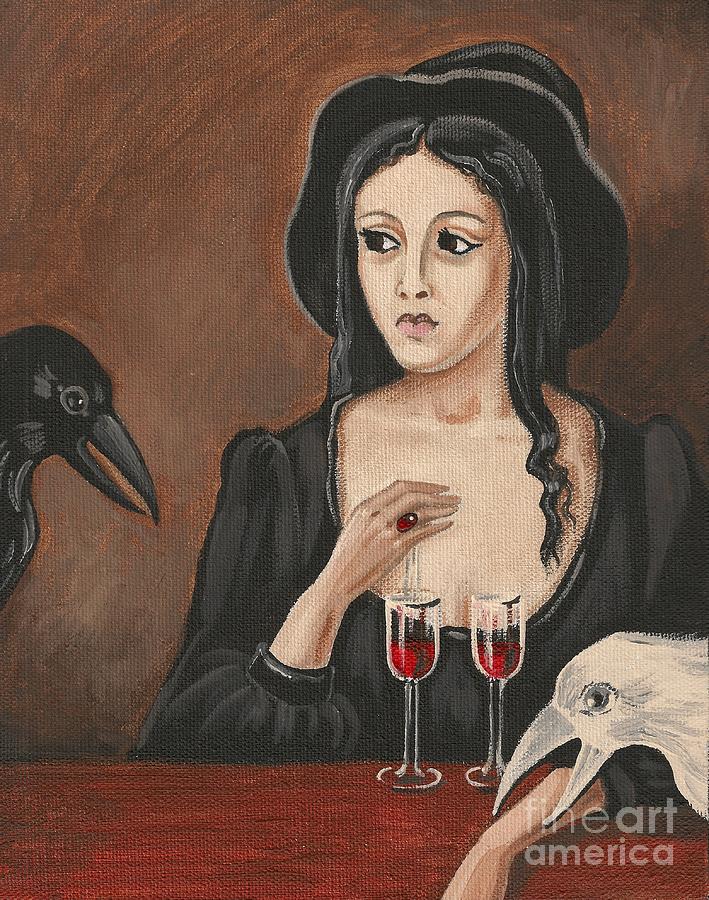 The Witch and Two Ravens Painting by Margaryta Yermolayeva