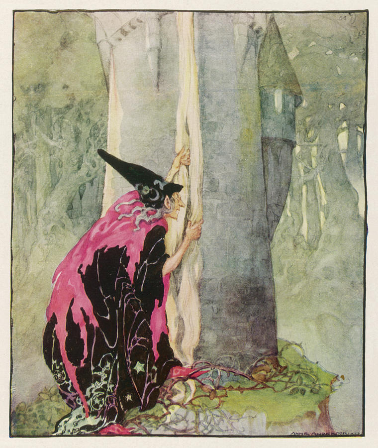 The Witch Spies On Rapunzel (grimm) Drawing by Mary Evans Picture ...