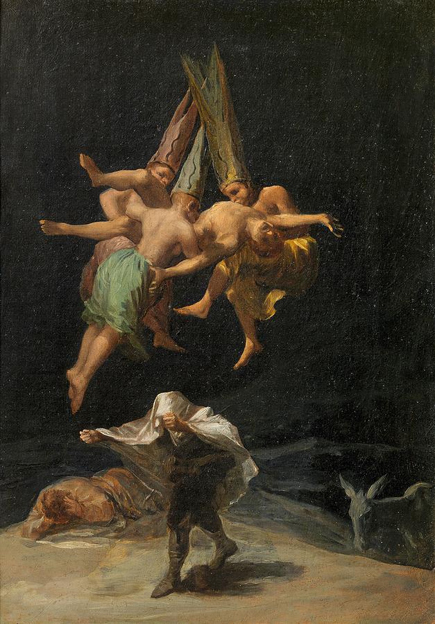 Francisco Goya Painting - The Witches Flight by Francisco Goya