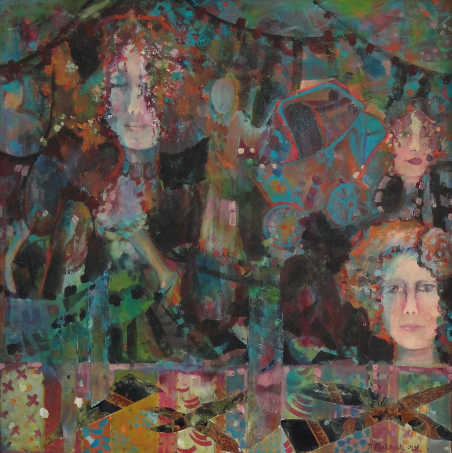 Abstract Painting - The Women and Buggy by Norma Malerich