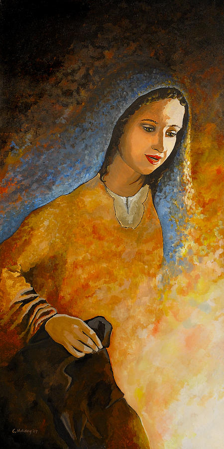 Madonna Painting - The Wonderment of Mary - Virgin Mary Madonna Mother of Jesus Christ Child by Carla Holiday