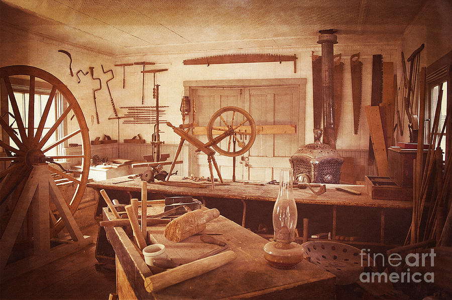 The Wood Workers Shop Vintage Photograph by Lee Craig