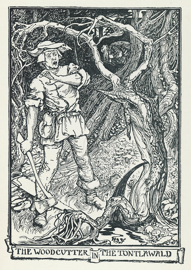 The Woodcutter In The Tontlawald Drawing by Mary Evans Picture Library