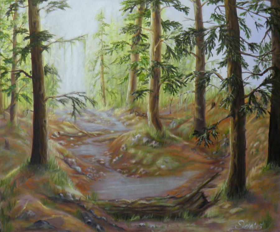 the woods in Nuhalk territory Painting by Ida Eriksen