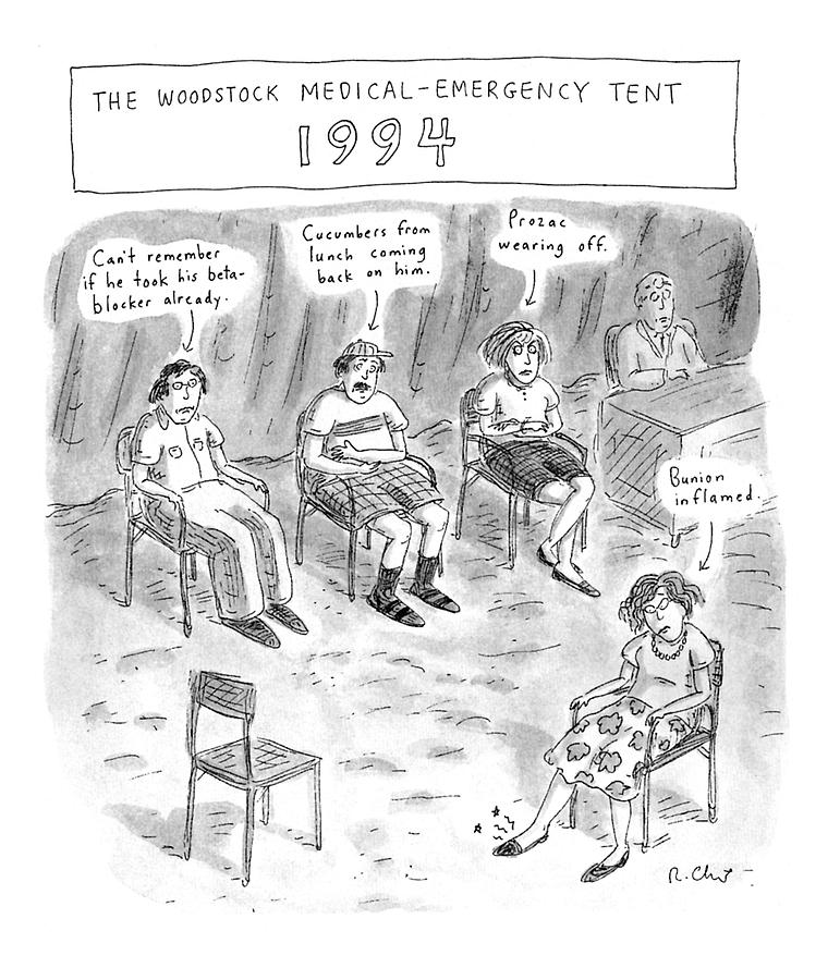 The Woodstock Medical-emergency Tent 1994 Drawing by Roz Chast