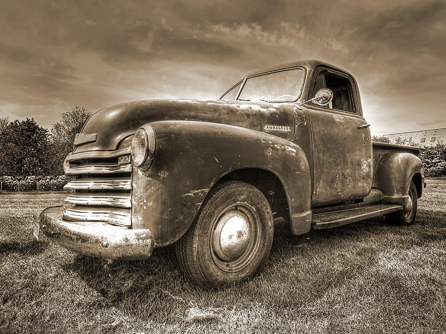 Chevrolet Truck Photograph - The Workhorse in Sepia - 1953 Chevy Truck by Gill Billington