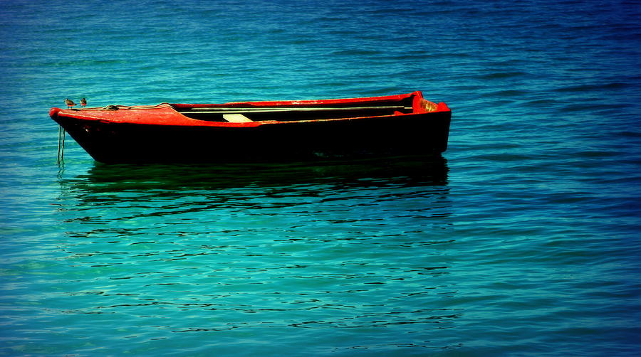 Boat Photograph - LITTLE RED BOAT of TRANQUILITY by Karen Wiles
