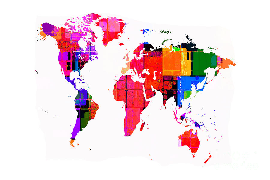 The World Map in Colour Digital Art by Karl Jones - Fine Art America