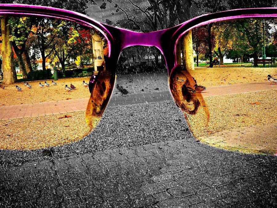 Glasses Photograph - The World Through Pink Glasses by Peter Berdan