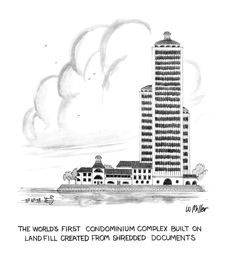 The Worlds First Condiminium Complex Built Drawing by Warren Miller