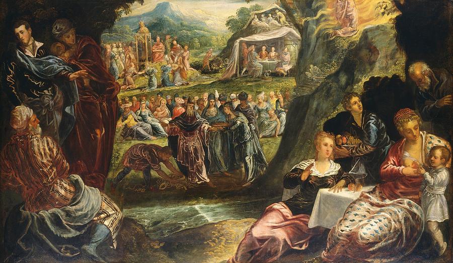 Portrait Painting - The Worship of the Golden Calf by Tintoretto