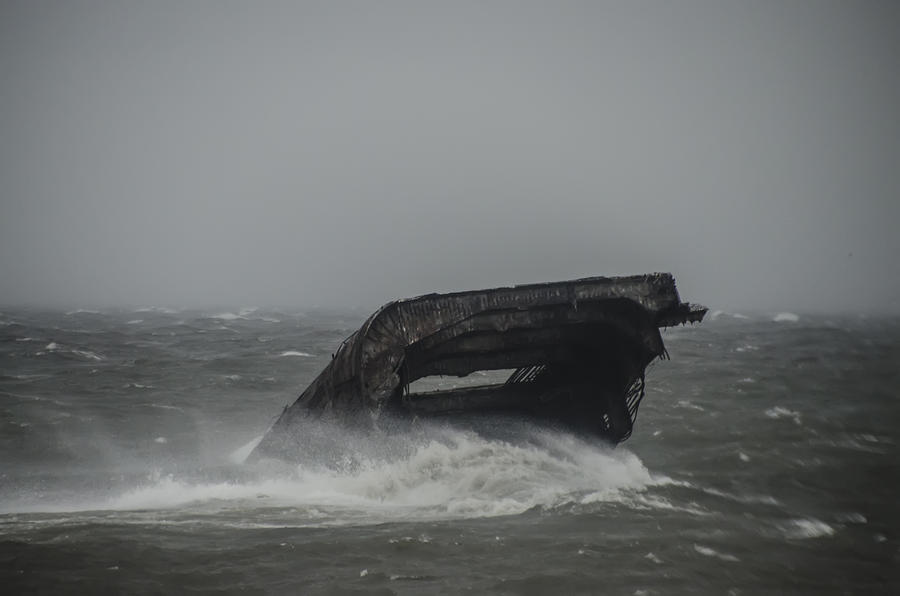 The Wreck of the Atlantus in Stormy Seas Photograph by Bill Cannon