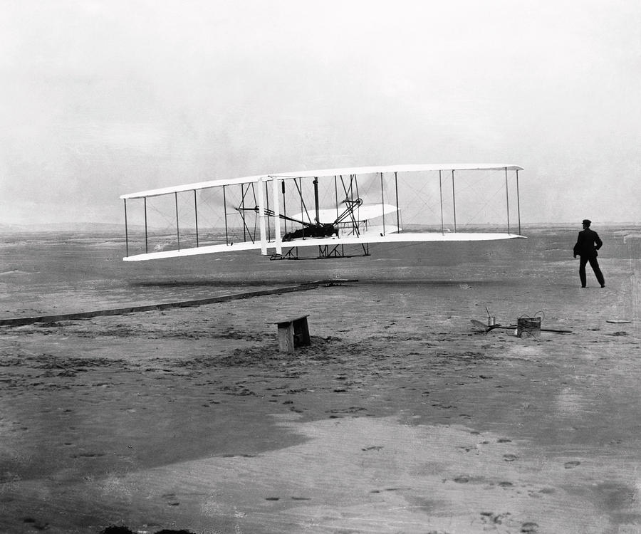 The Wright Brothers First Powered Flight Photograph by Us Library Of Congress/science Photo Library